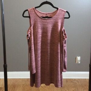 L Cupio mauve pink drop shoulder tunic top